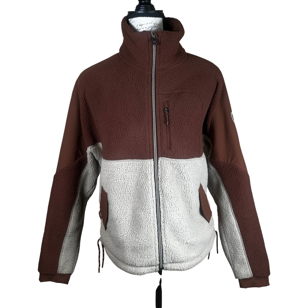 Kuhl Elixir Jacket Women M Mocha Cream Sherpa Fleece Full Zip Outdoor Activewear